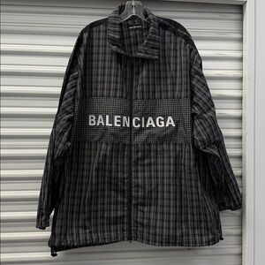 Balenciaga Men’s Checkered Track Suit Jacket In Black Nylon